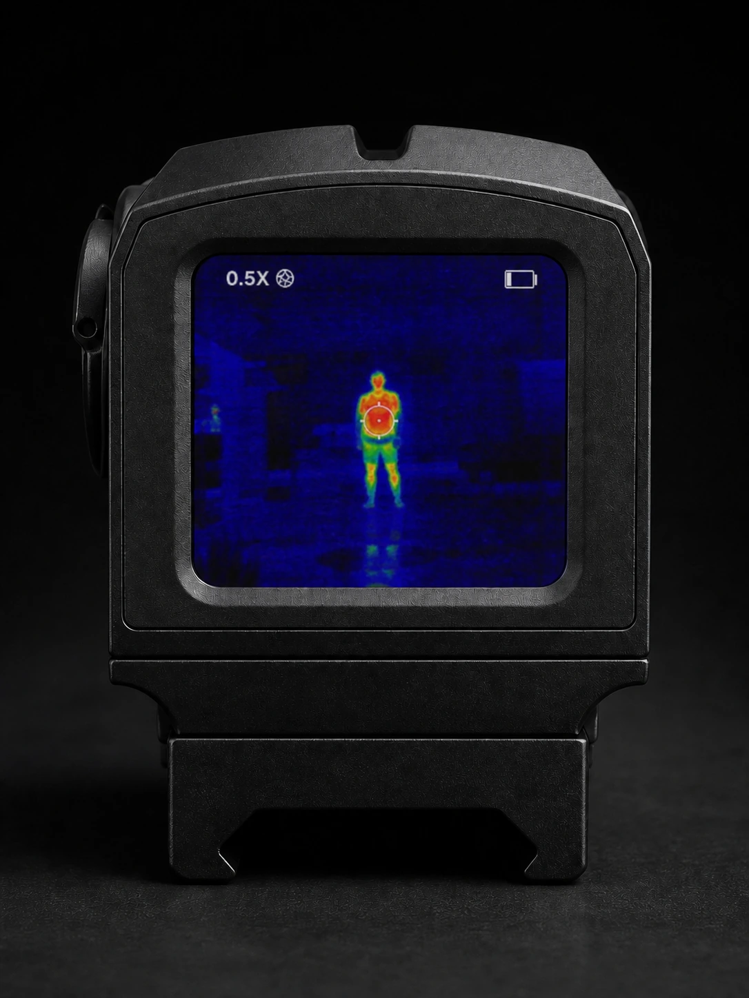 Rubicon R2 screen shown in the Blue / Rainbow thermal palette